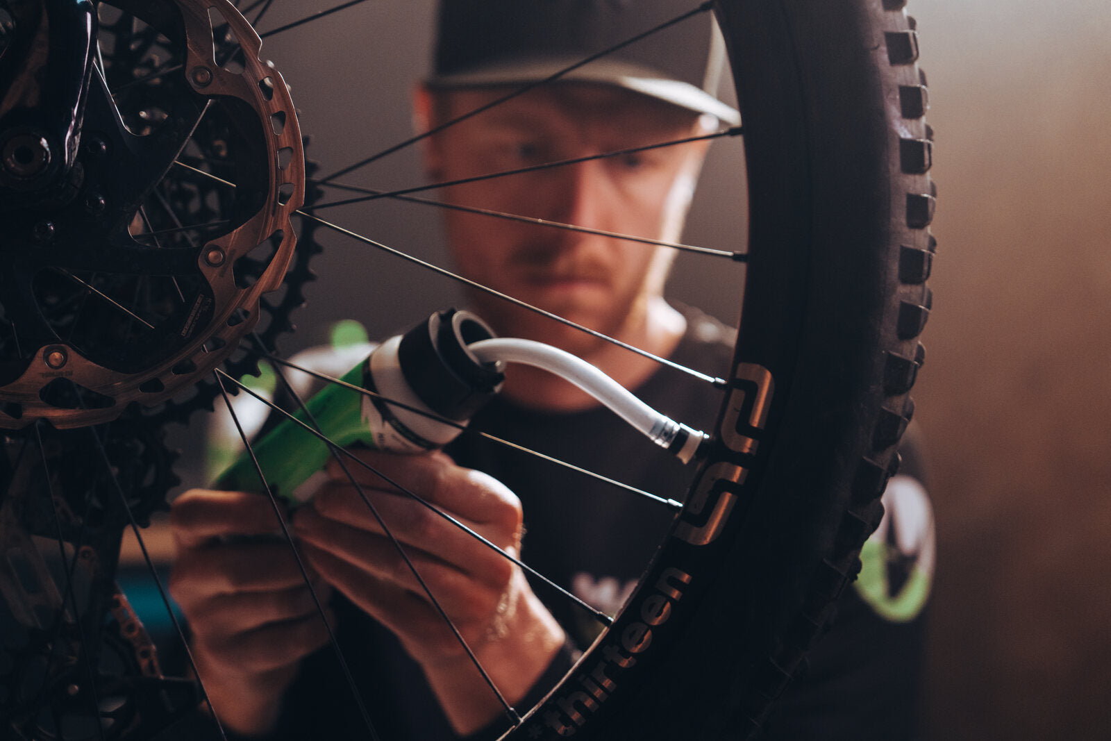 Magic Milk tyre sealant being injected into a tubeless valve