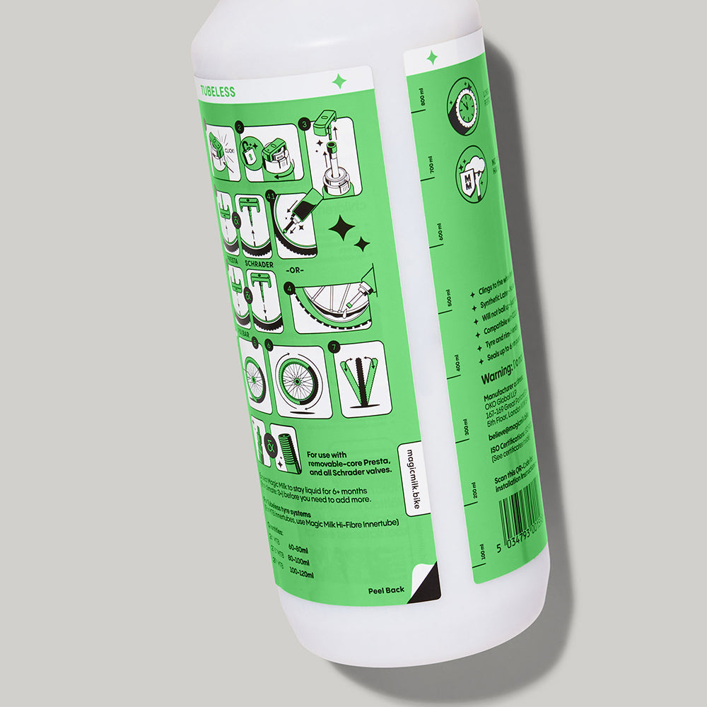 Magic Milk Tubeless Original sealant bottle — back view