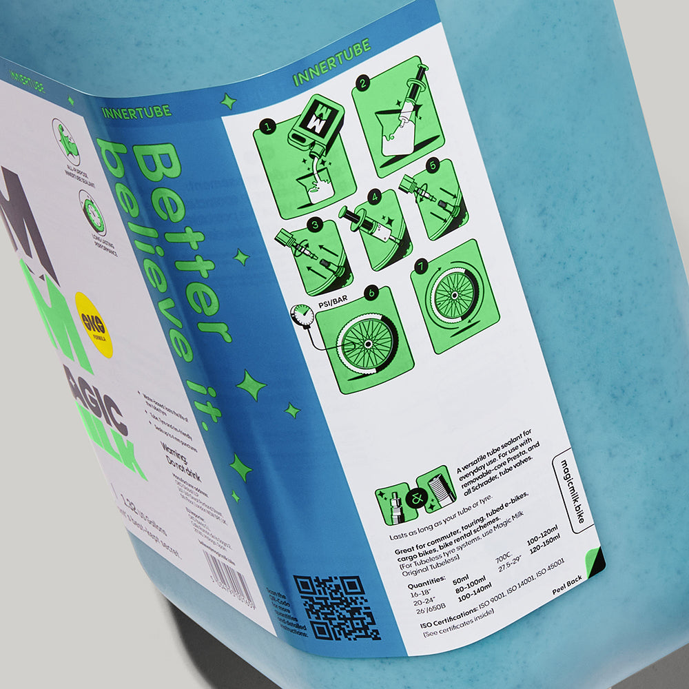 Magic Milk Innertube Original sealant bottle — back view