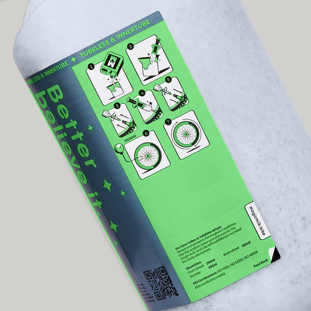 Magic Milk Off-Road Moto sealant bottle — back view