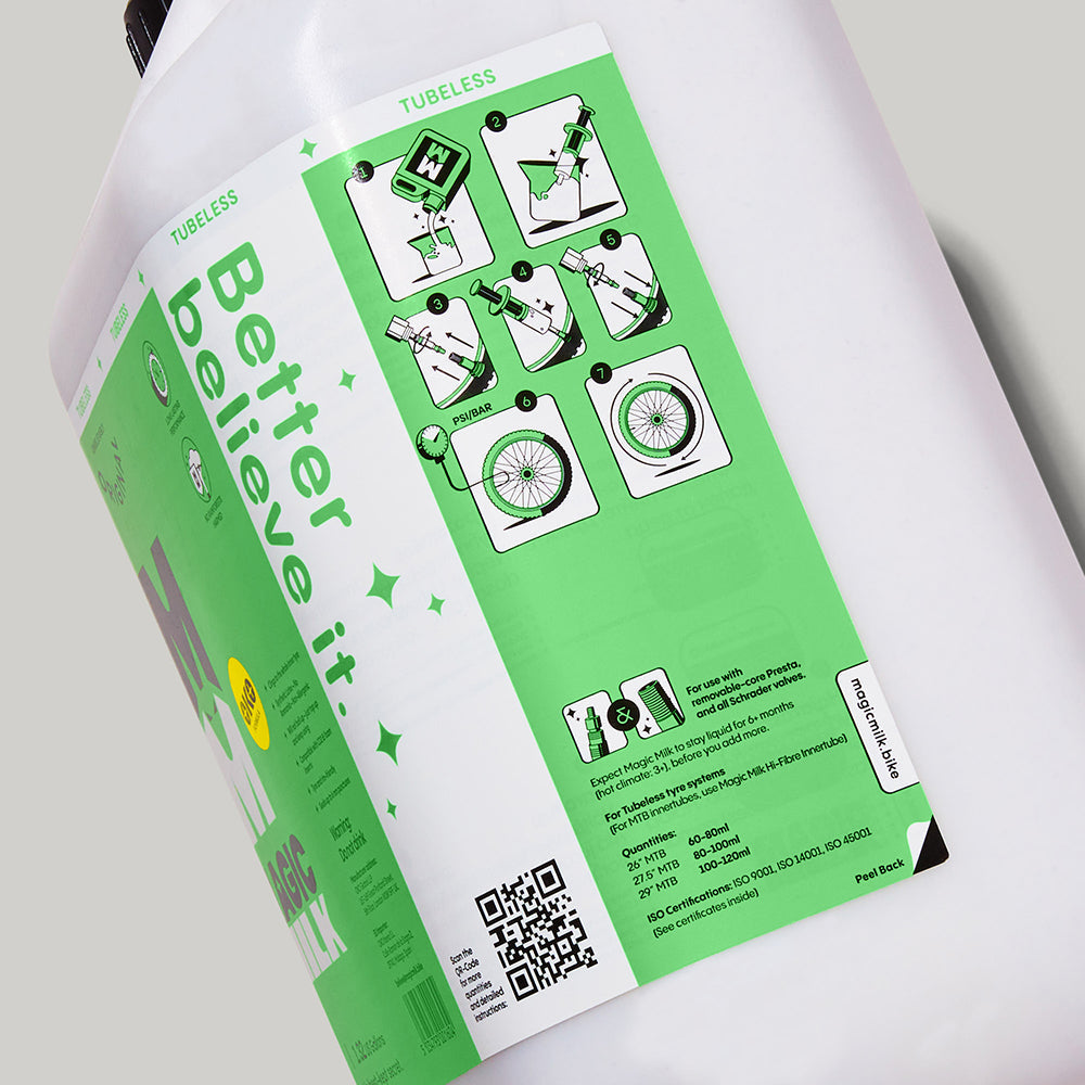 Magic Milk Tubeless Original sealant bottle — back view