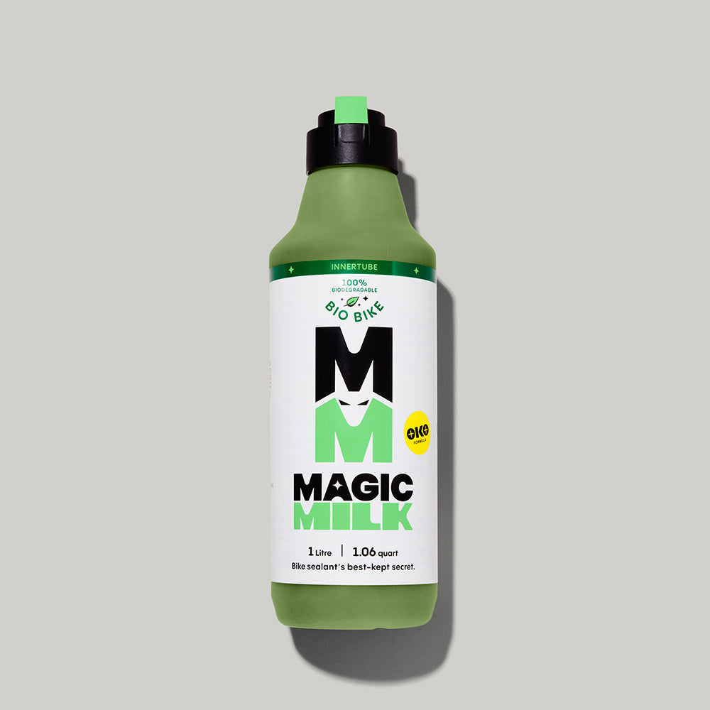 Magic Milk Innertube BioBike sealant bottle — front view